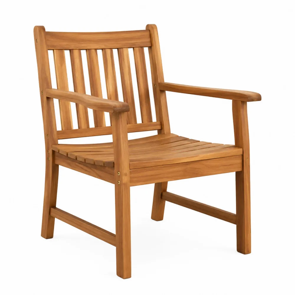 Chaise de jardin en bois d'acacia 61 x 58 x 90 cm avec accoudoirs et structure à lattes brun naturel