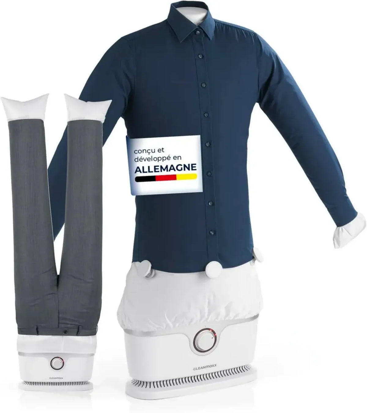 CLEANmaxx Machine à Repasser Automatique pour Chemises - Séchage et Défroissage Doux avec Accessoire pour Pantalons