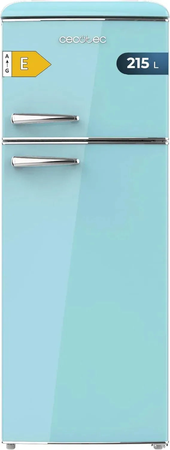 Réfrigérateur Rétro 215L Bleu avec LED et Poignée Chromée - Cecotec CoolMarket 2D