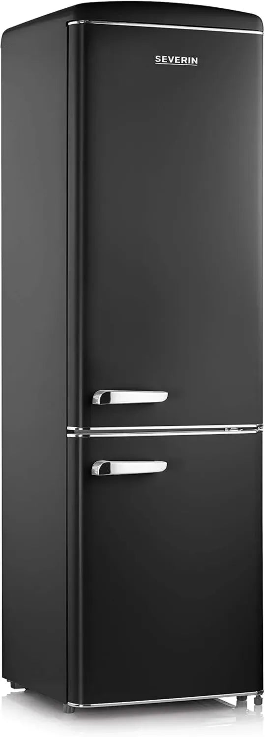 Réfrigérateur Congélateur Combiné Severin, 244 L, Design Rétro, Classe D, Noir, Modèle Libre, Largeur 55 cm, RKG 8918