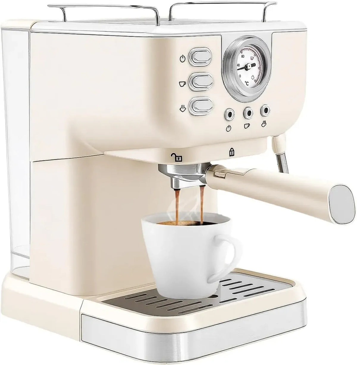 Cafetière Espresso 1,5 L, 1050 W, 20 Bar, Porte-Filtre Pro, Usage Domestique et Bureau