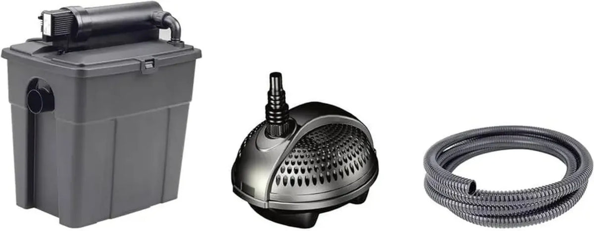 Systeme de Filtration d'Étang Pontec 8000 avec UV et Pompe, Noir