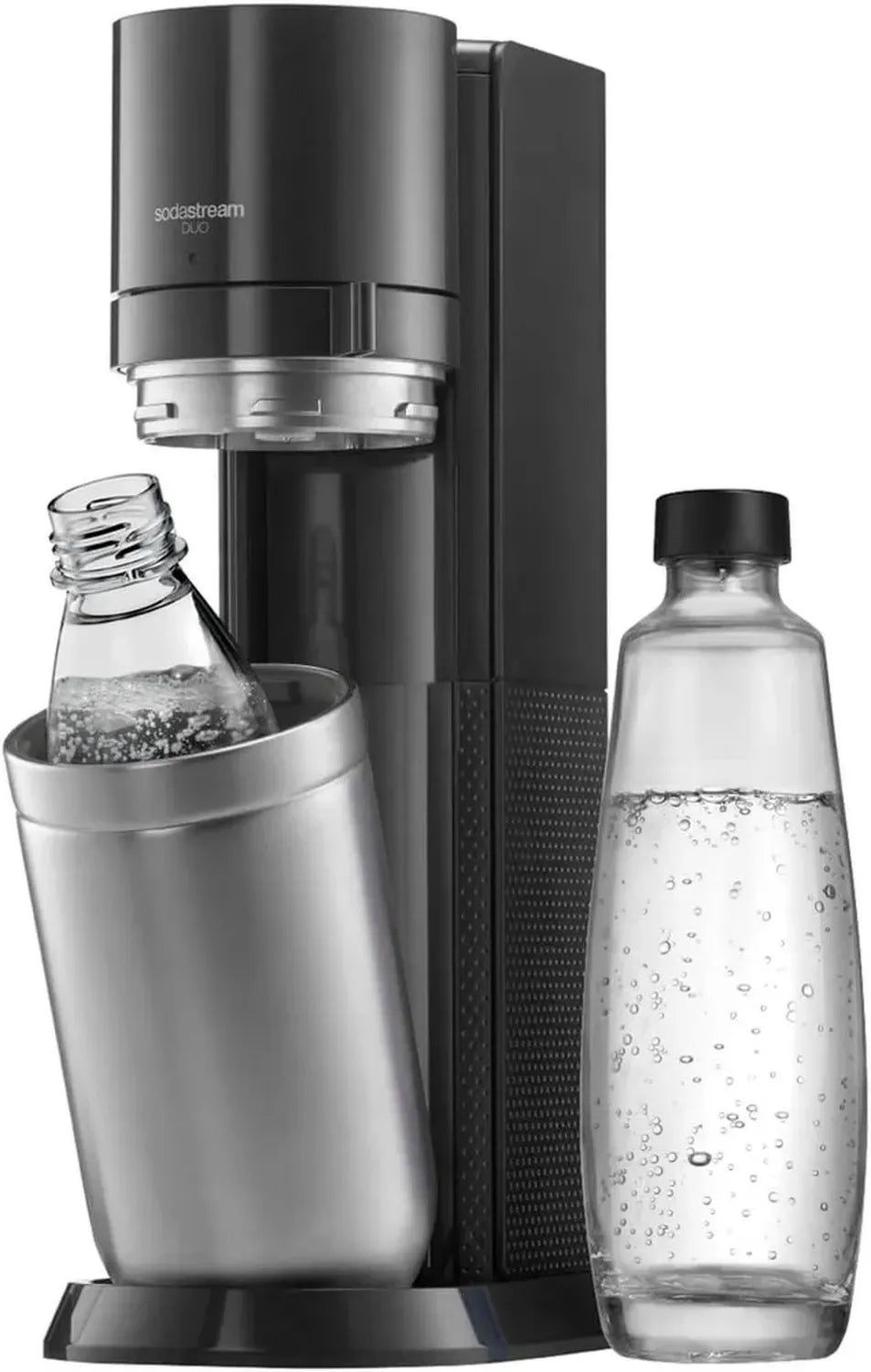 Machine à SodaStream DUO avec Carafe en Verre - Inclut 1 Carafe 1L et 1 Bouteille Lavable au Lave-Vaisselle - Noir