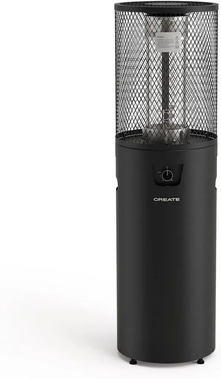 Chauffage de Terrasse à Gaz Noir - Flamme Réglable, Sécurité Maximale, 8 kW