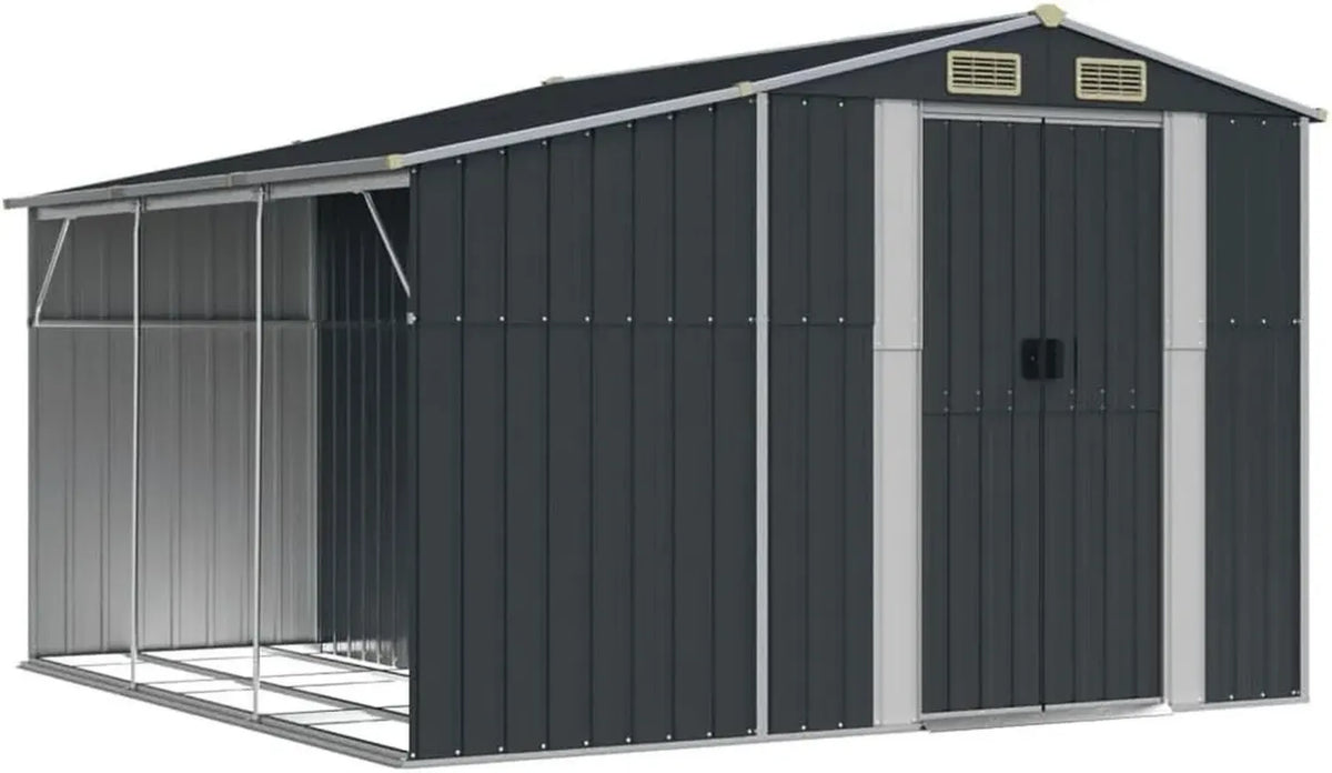 Abri de Jardin en Acier Galvanisé Anthracite avec Toit Inclinable 277x279x179 cm