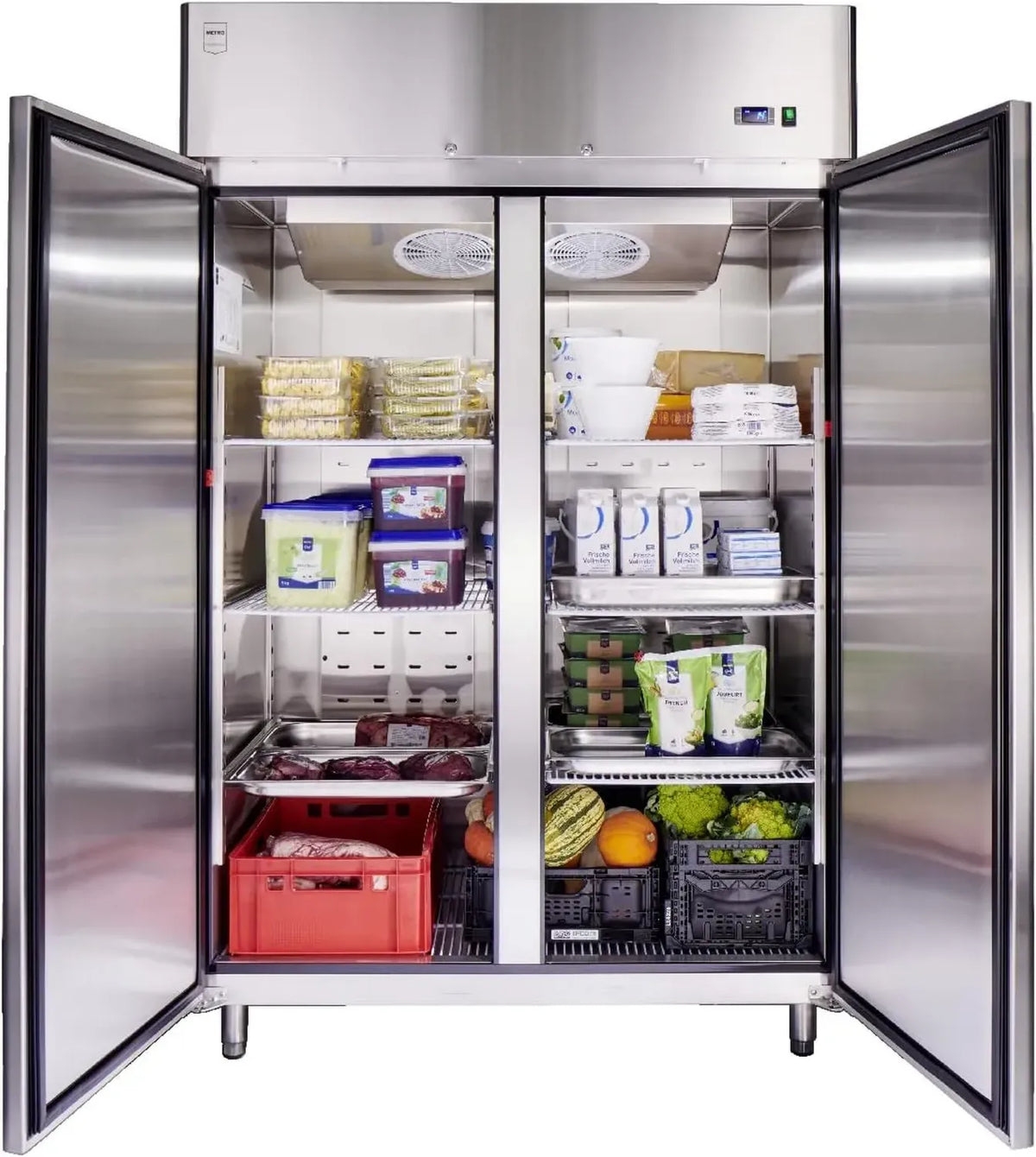 Réfrigérateur Professionnel METRO Side by Side 940L, Froid Ventilé avec Serrure, Argenté