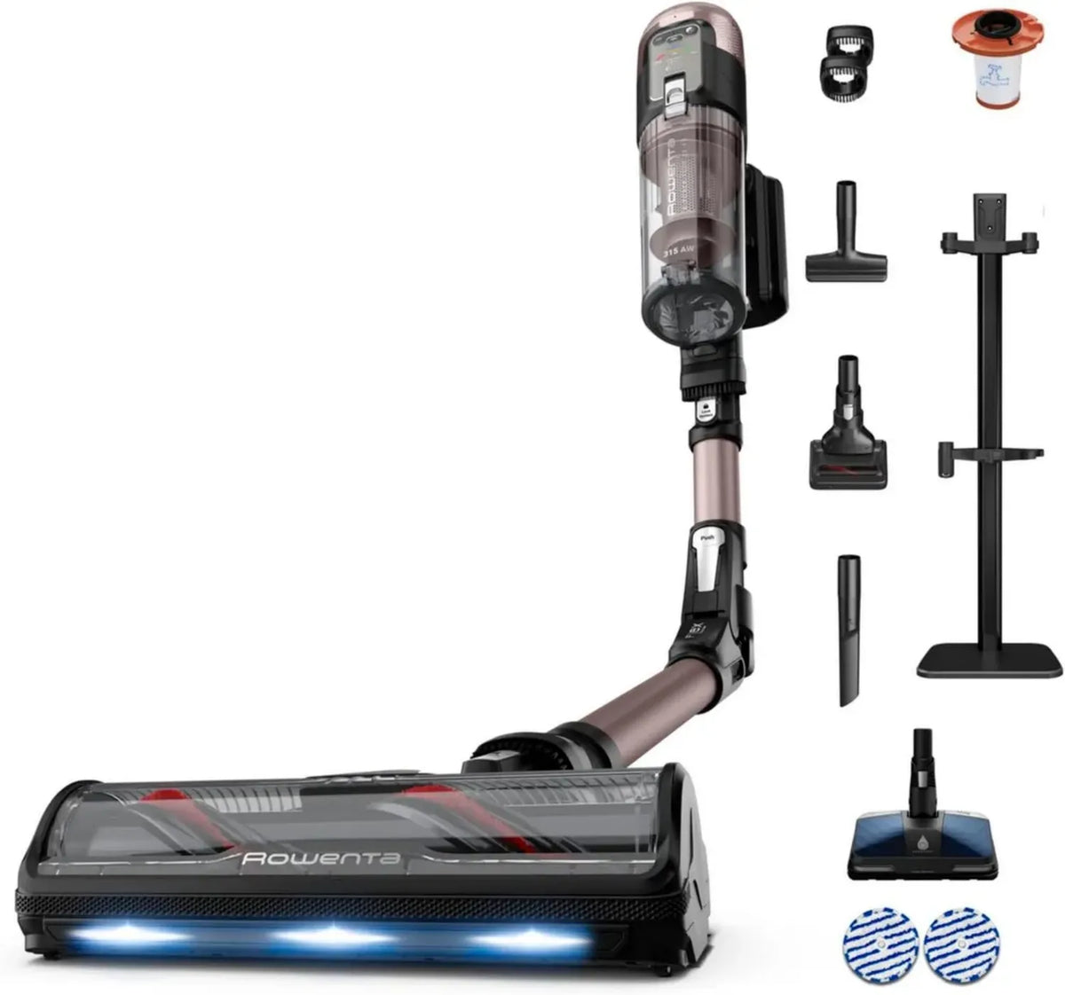 Aspirateur Balai Sans Fil Rowenta X-Force Flex 16.60 Animal Aqua, Noir et Cuivre