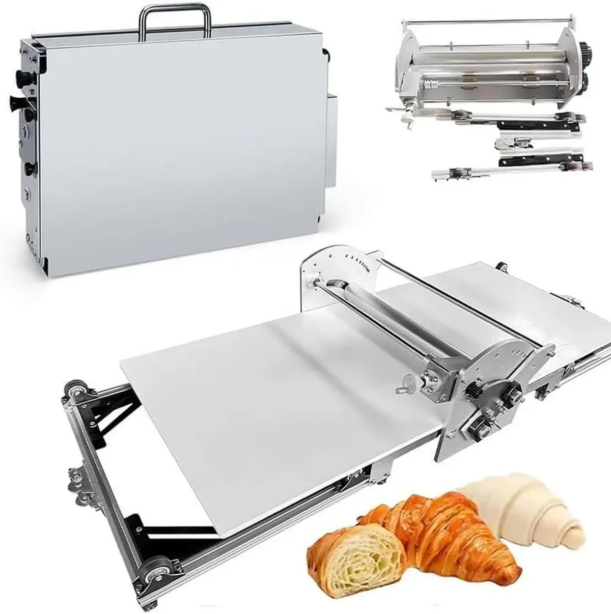 Machine à Pâtes Électrique en Acier Inoxydable - Épaisseur Réglable 2-30 mm, Compacte, Parfaite pour Pizzas et Viennoiseries