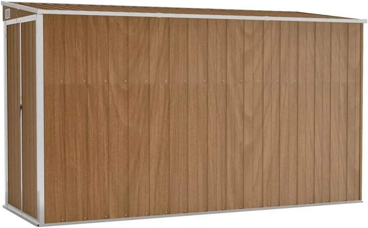 Abri de Jardin Mural en Acier Galvanisé Marron 118x288x178 cm pour Rangement Extérieur