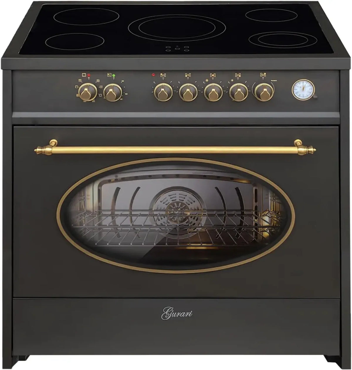 Cuisinière électrique rétro 90 cm avec four XXL 121 L et plaque vitrocéramique 5 zones