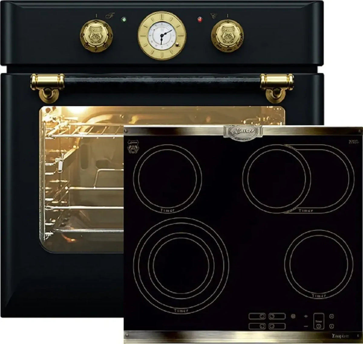 Kaiser Ensemble Four encastrable et Plaque Vitrocéramique, Style Rétro, 10 Fonctions, 60cm