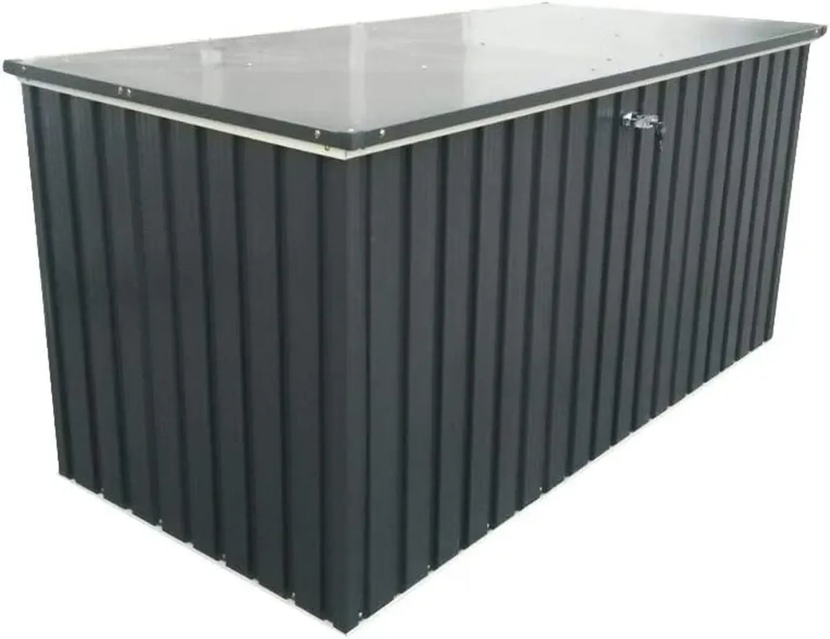 Grand Coffre de Jardin en Métal 1450L avec Vérin Hydraulique, Rangement Terrasse et Meubles, Anthracite