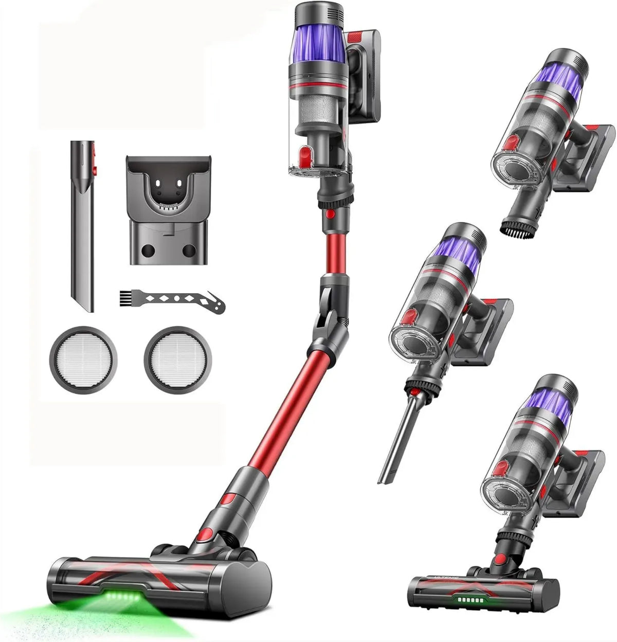 Aspirateur Balai sans Fil Ultenic, 50Kpa Puissance, Autonomie 60min, Tube Pliable, Brosse Anti-Emmêlement pour Tous Sols