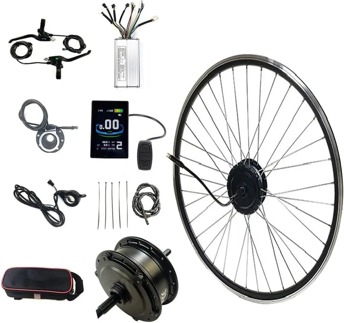 Ensemble Moteur Vélo Électrique 24V 250W pour Roues Avant/Arrière avec Écran LCD