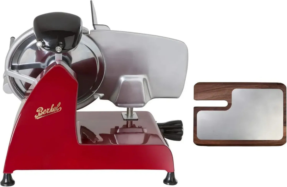 Trancheuse Berkel Red Line 250 avec Planche en Frêne et Acier Inoxydable - Rouge