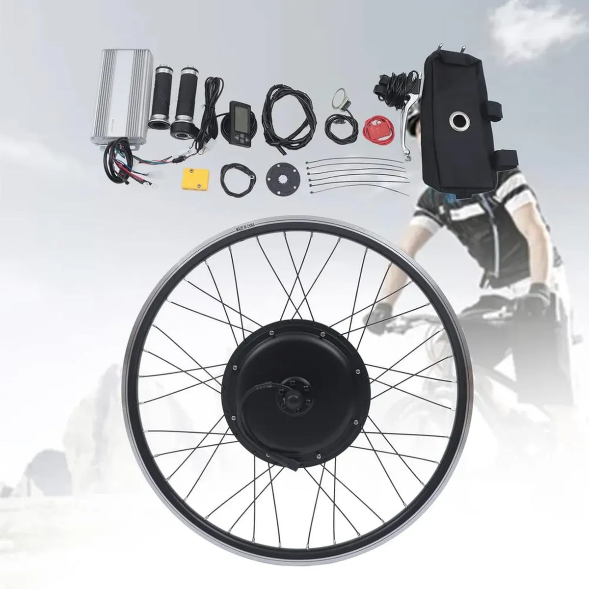 Kit de Conversion VAE 1500W 48V avec Écran LCD pour Roue Arrière 26 Pouces