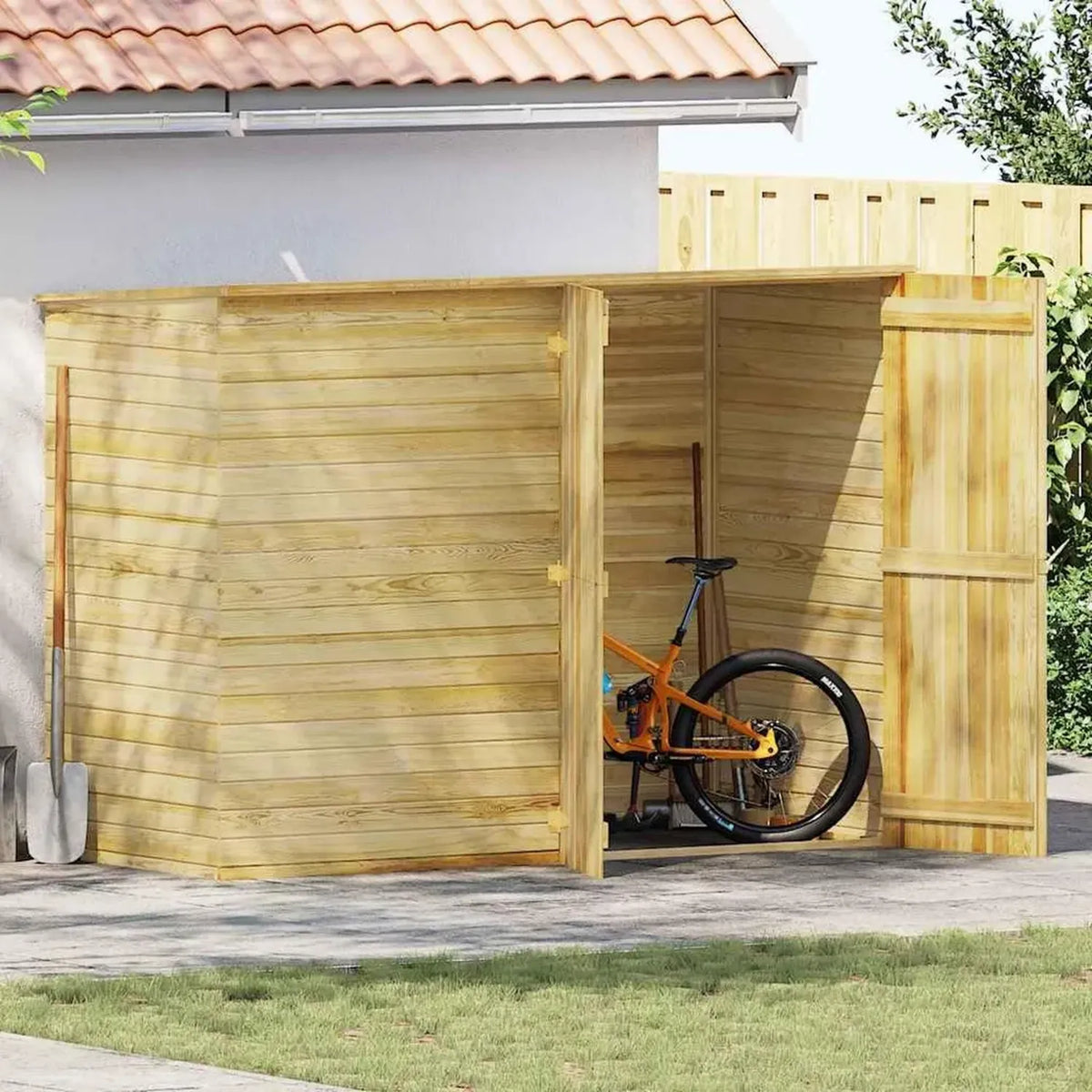 Cabane de Jardin en Bois avec Toit Imperméable et Double Porte 232x110x170cm