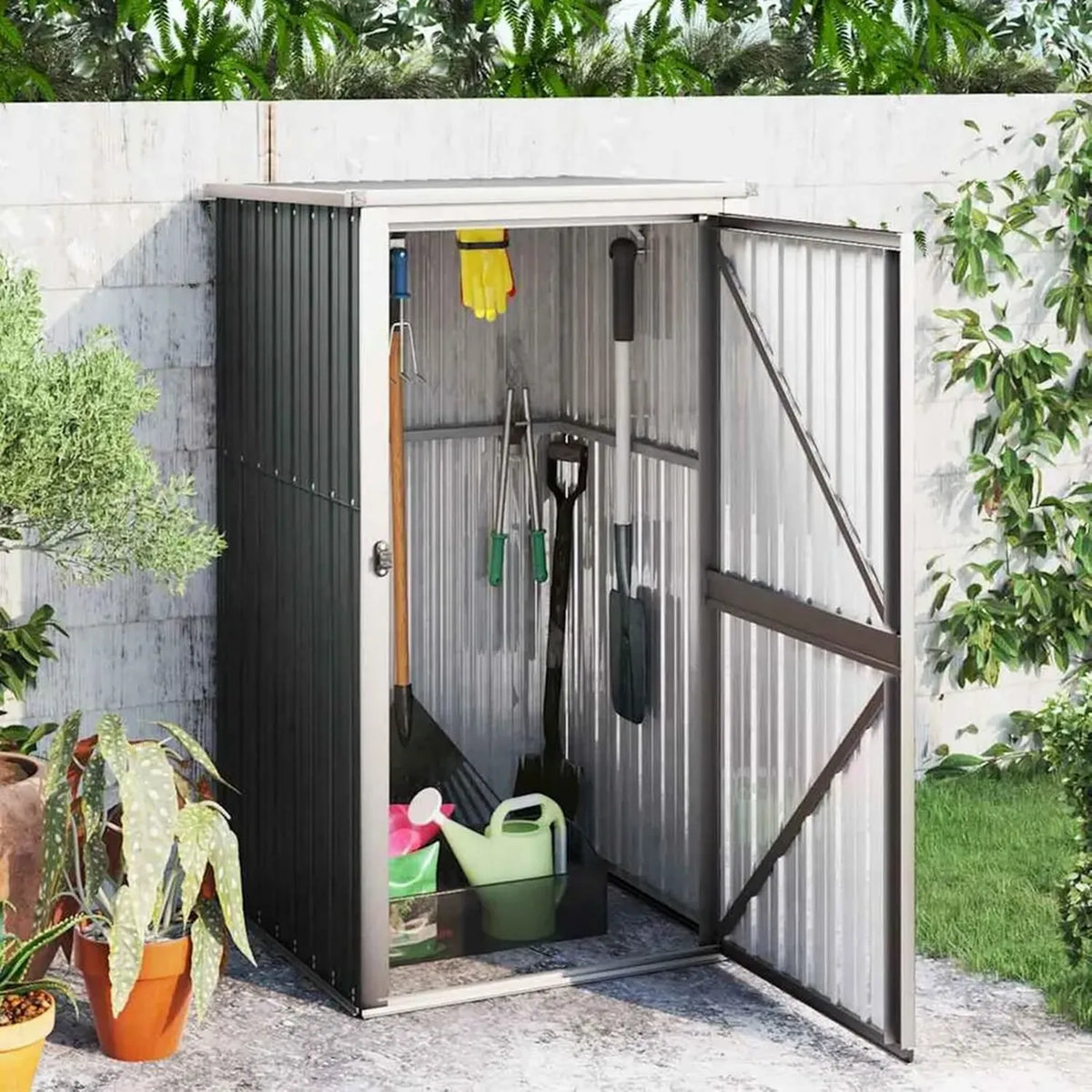 Abri de jardin en acier galvanisé pour outils 88 x 89 x 161 cm