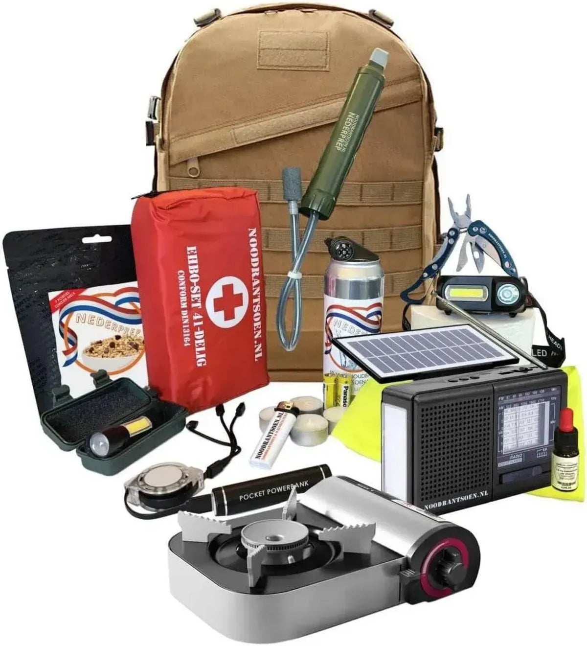 Ensemble de Survie Premium avec Nourriture, Eau, Radio Solaire et Lampe