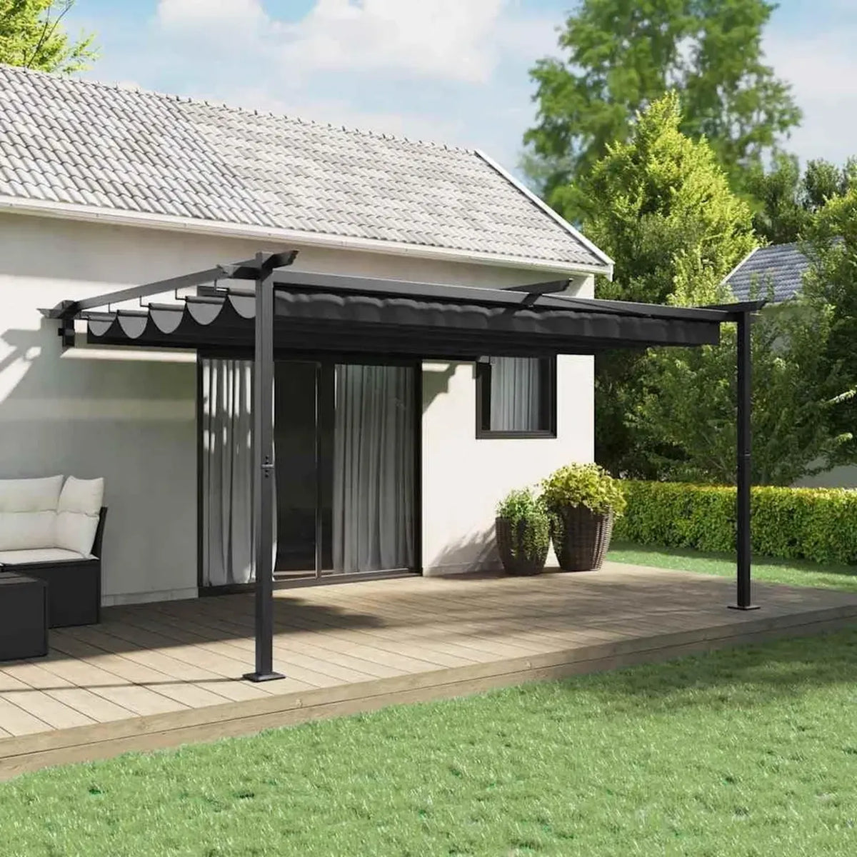 Tonnelle de Jardin Anthracite 400x300x200 cm en Polyester