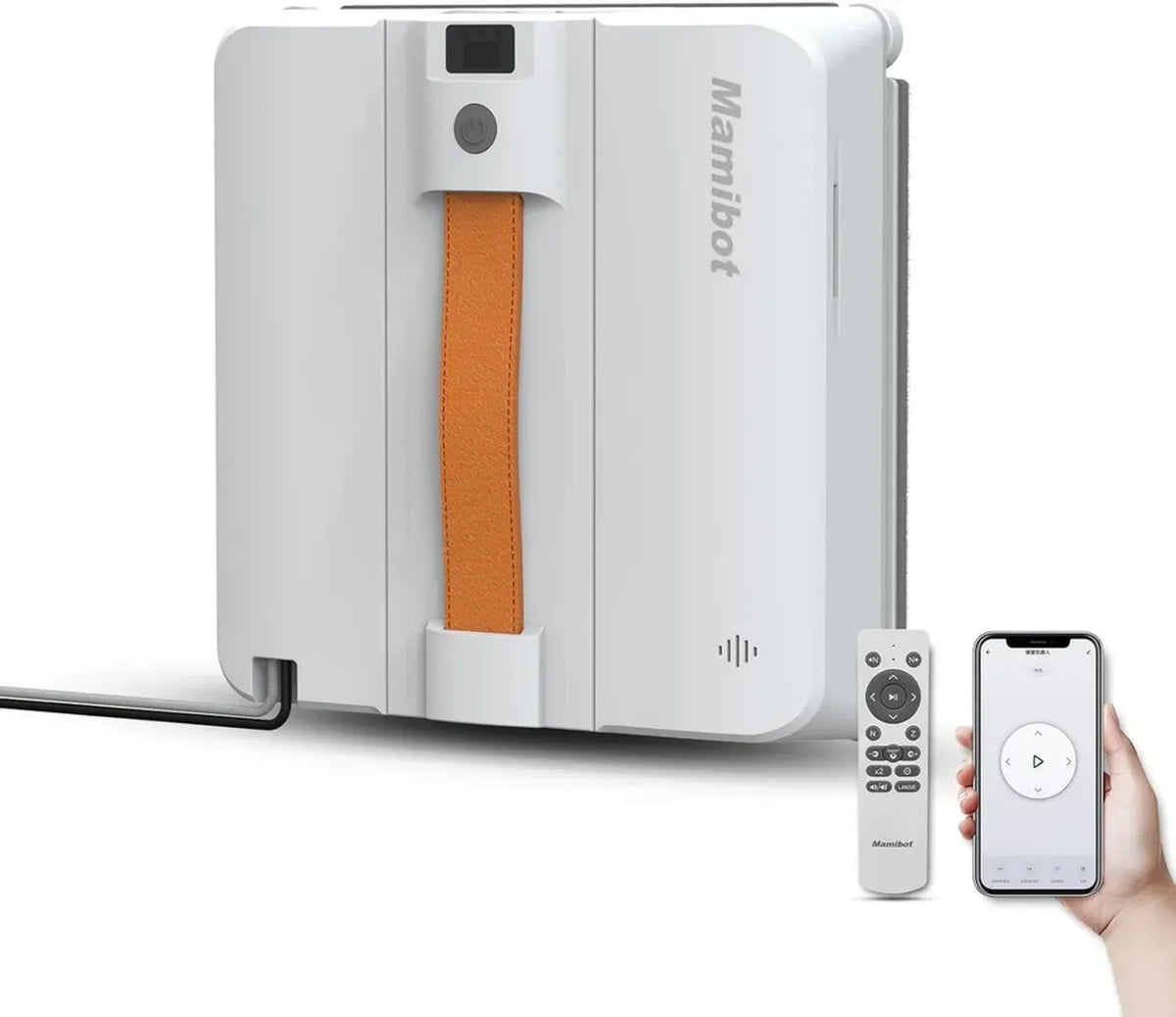 Mamibot W120-DP Nettoyeur de Vitres Intelligent avec Application et Télécommande, Jet d'Eau Croisé, Blanc et Gris