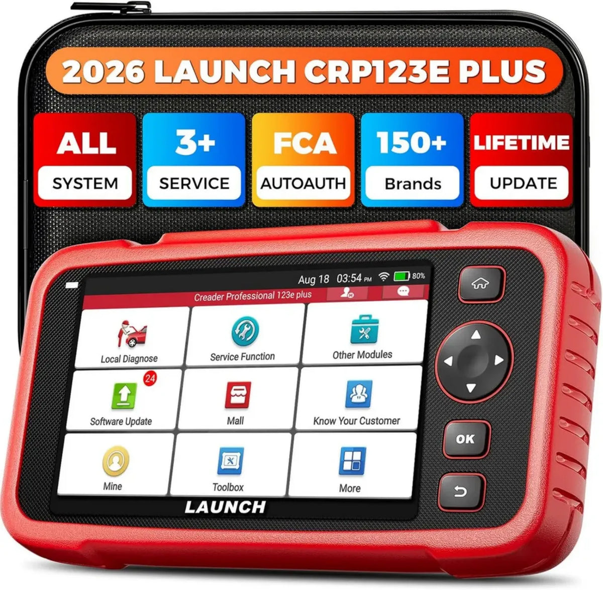 Scanner de Diagnostic Auto LAUNCH CRP123E Plus, Outil OBD2 avec Réinitialisation d'Huile, Calibrage SAS, Adaptation Accélérateur, Compatibilité FCA, Mises à Jour Gratuites à Vie
