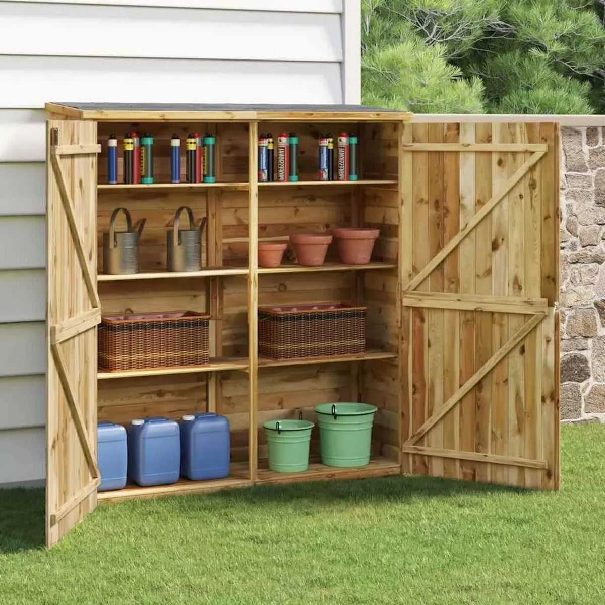 Abri de Rangement en Pin Massif 163x50x171cm pour Jardin et Balcon