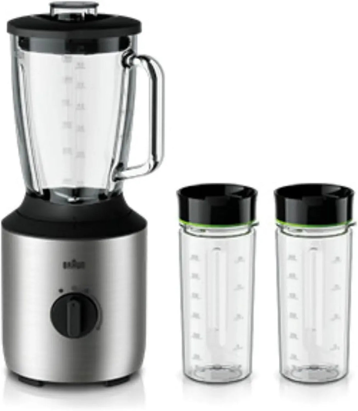 Mixeur Braun PowerBlend 3 JB 3272 SI avec Bouteilles Smothie2Go et Bol en Verre 1,5L