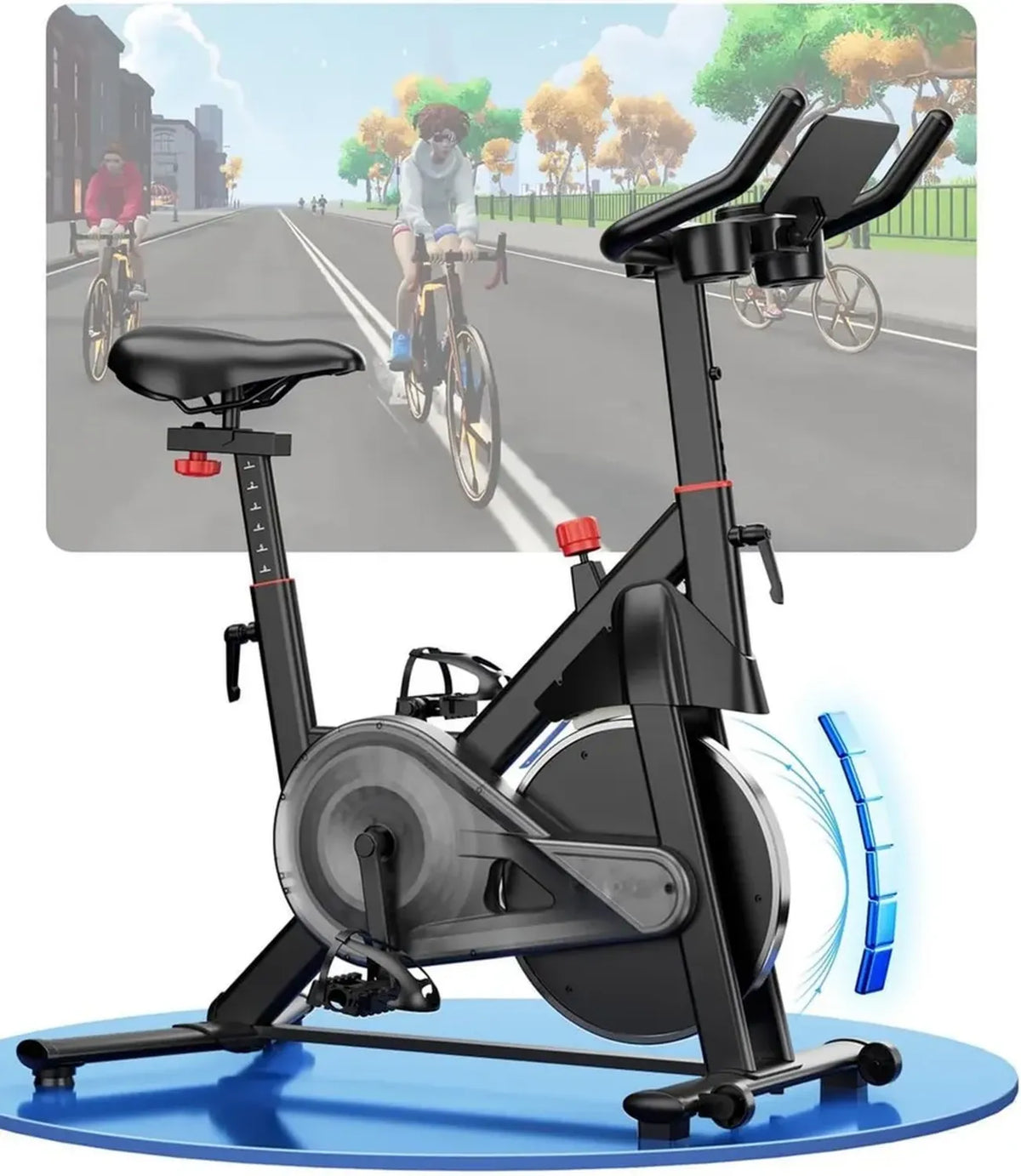 Vélo d'Appartement Intérieur avec Écran Connecté, Résistance Magnétique Ajustable, Charge Max 136 kg