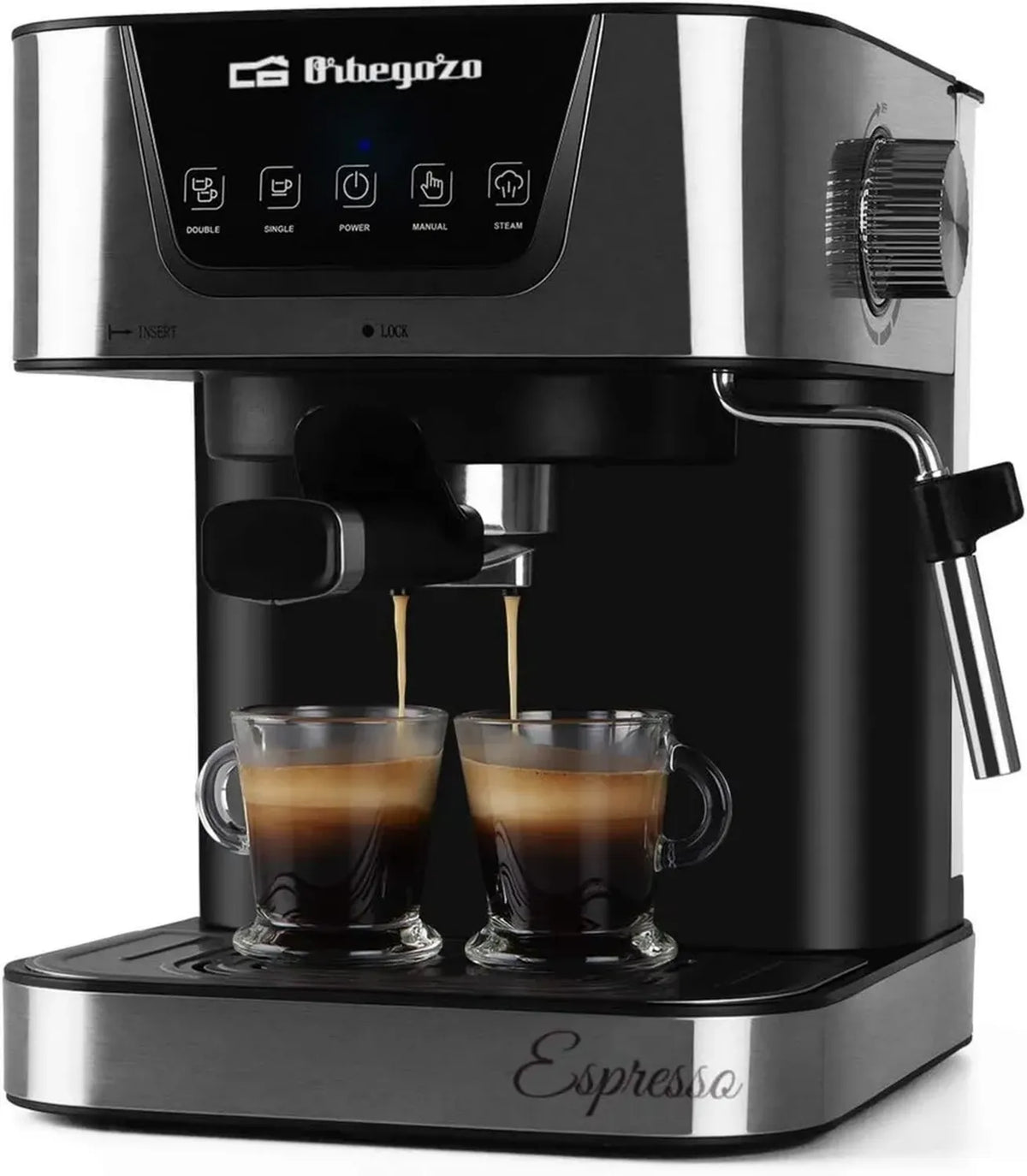 Cafetière Espresso Cappuccino 20 Bar, Réservoir 1,5L, Compatible Dosettes, 1050W Noir