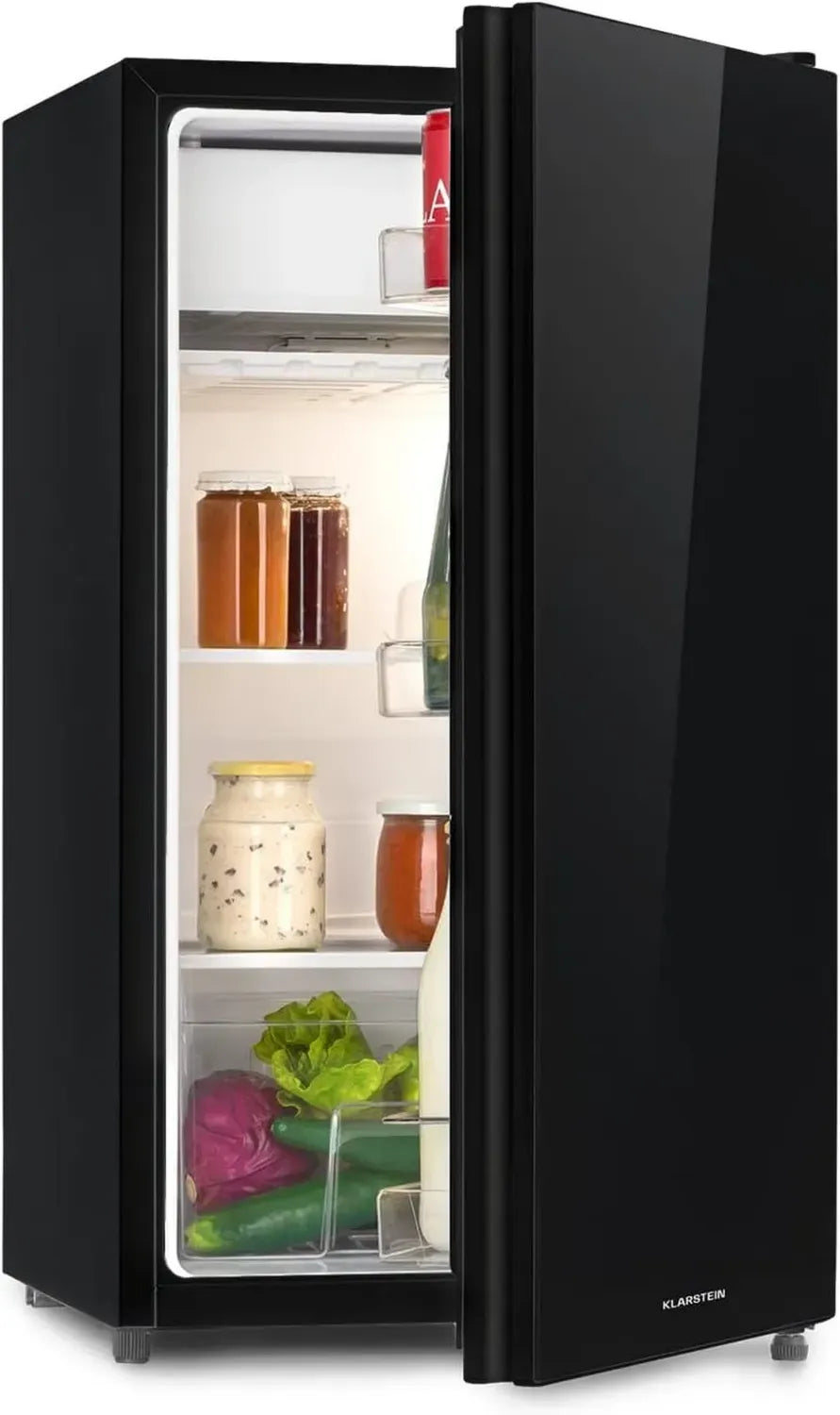 KLARSTEIN Luminance Frost - Frigo 91L, 110 kWh/an, 7 Niveaux Température, Éclairage Intérieur, Design Moderne, Bac à Œufs, Clayettes en Verre - Noir