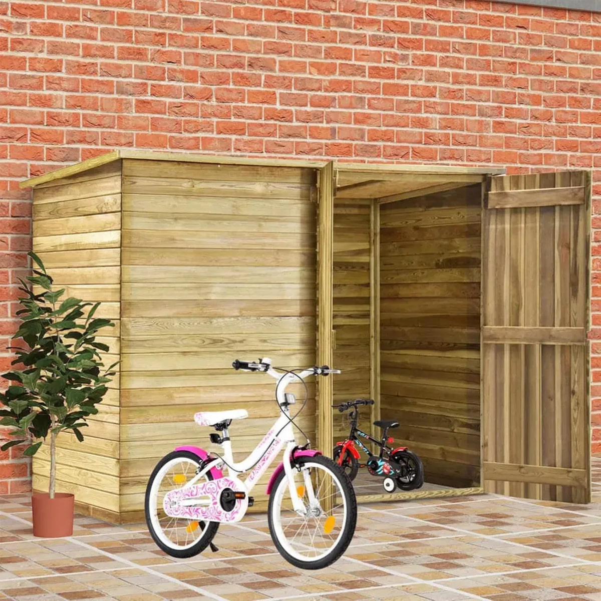 Abri de Jardin en Bois Imprégné 232x110x170 cm pour Outils et Vélos