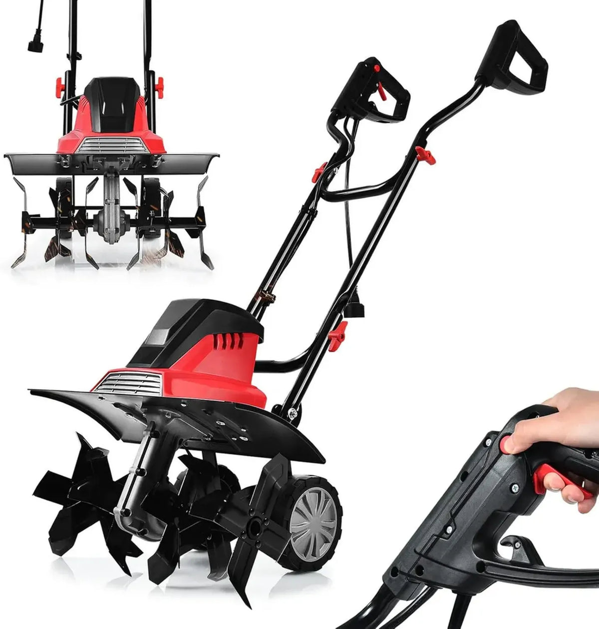 Motobineuse Électrique Puissante 1500W, Largeur 43 CM, Profondeur 22 CM, Sûre et Pliable