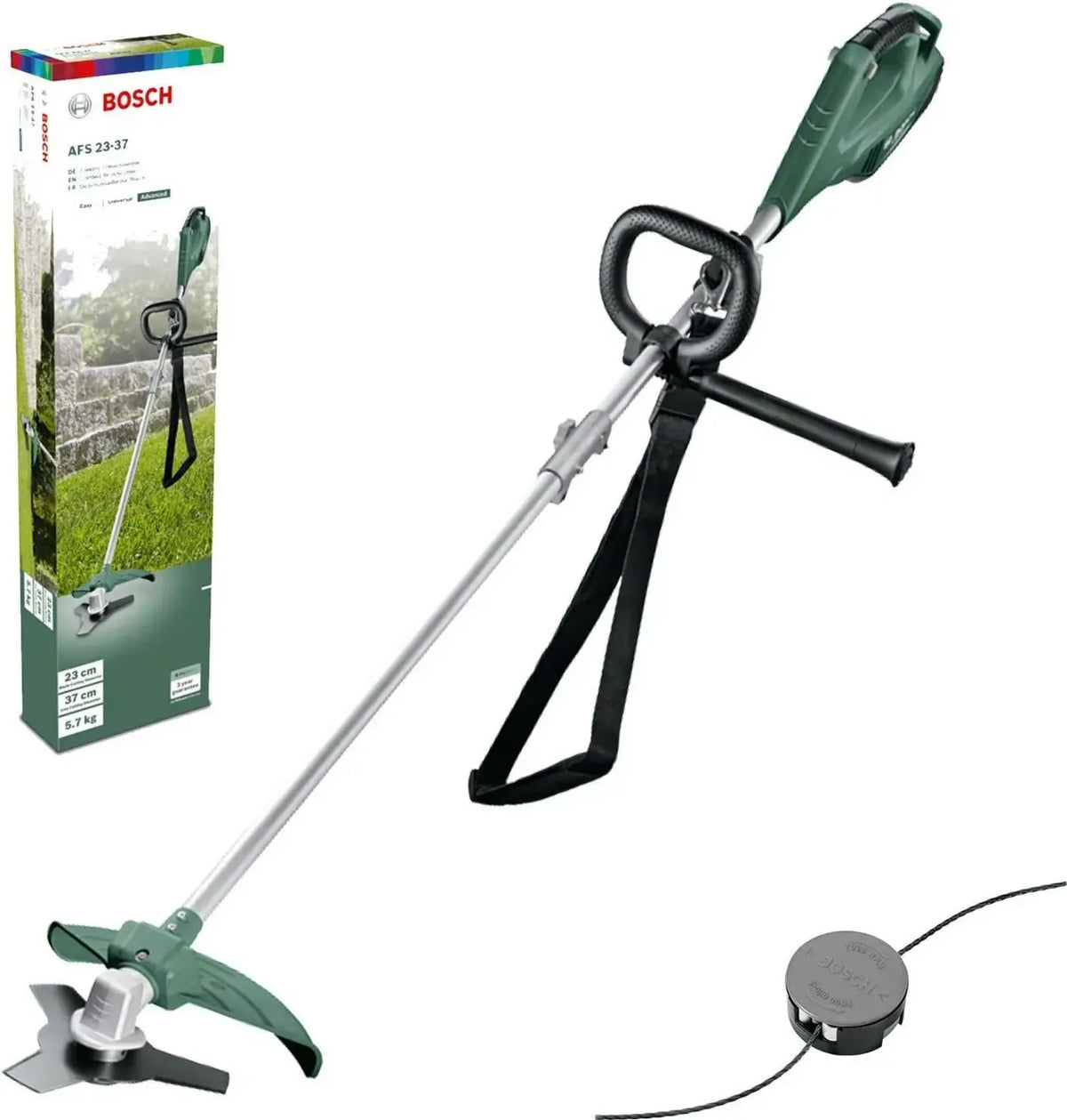 Débroussailleuse électrique Bosch 1000W avec lame 3 dents et accessoires
