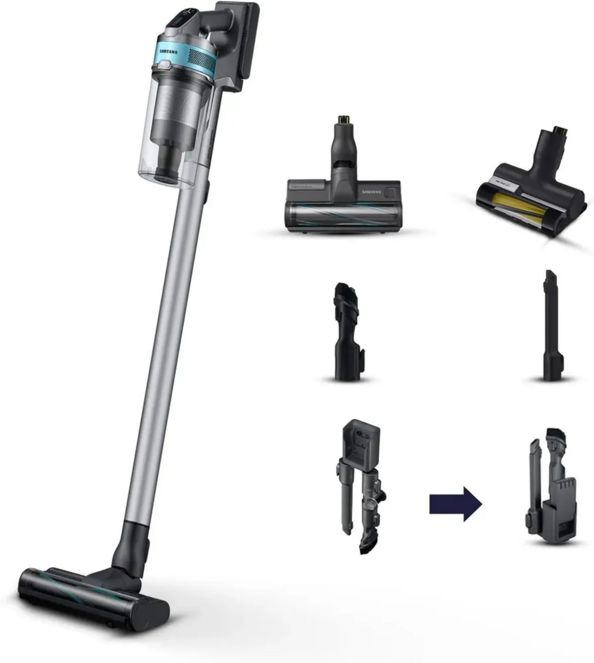 Aspirateur Balai Samsung Jet 75E pour Animaux, Argenté