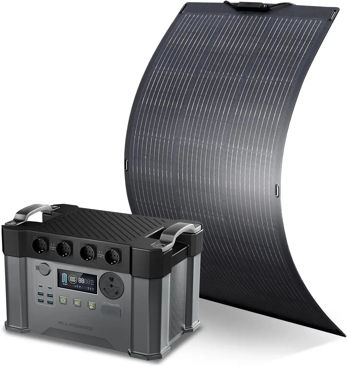 Générateur Solaire Portable ALLPOWERS S2000Pro 1451Wh avec Panneau 100W, 4 Prises 2400W, Étanche IP68