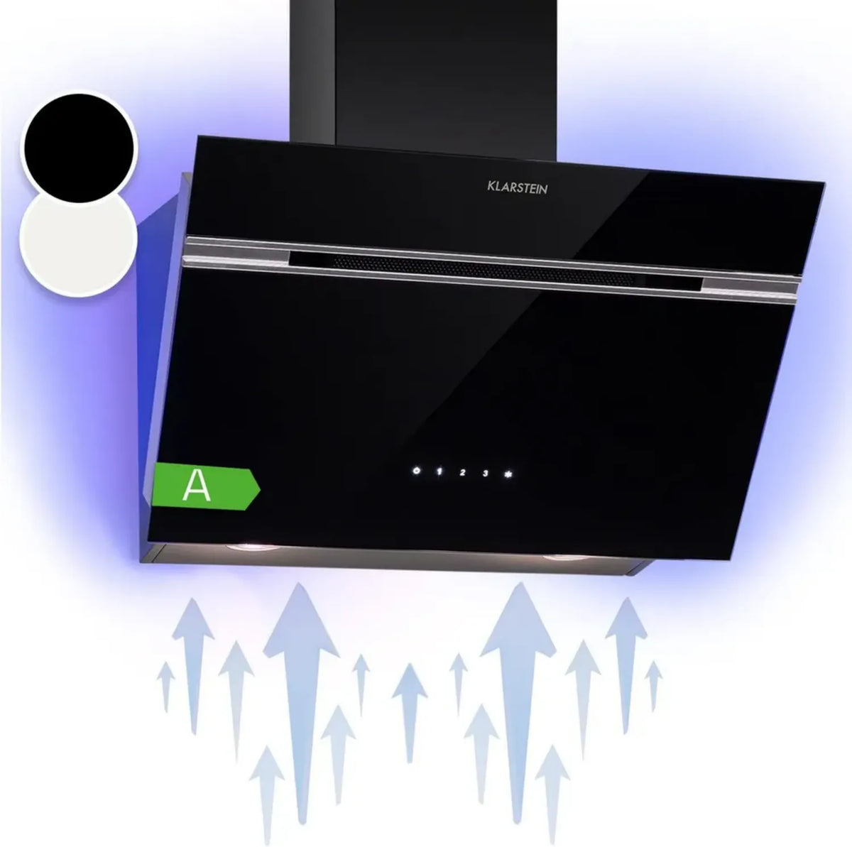 Klarstein Alina 60 Hotte de Cuisine Silencieuse - 600 m³/h, Éclairage LED, Commandes Tactiles, Classe A, 60 cm, Noire