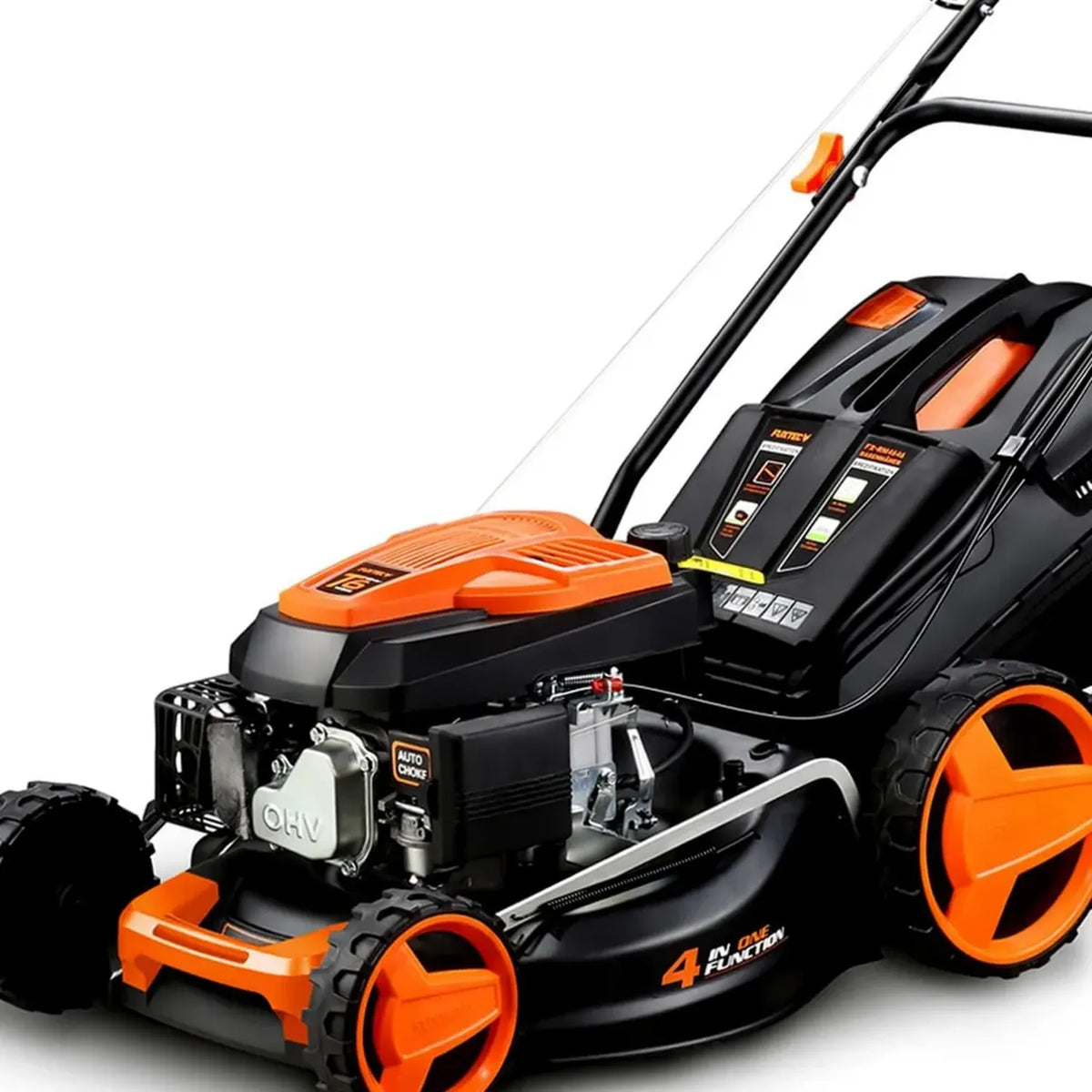 FUXTEC Tondeuse à Essence Auto-tractée FX-RM4646 - Système de Nettoyage Facile 4 en 1 avec Mulching et Coupe 46cm - Bac de 50L