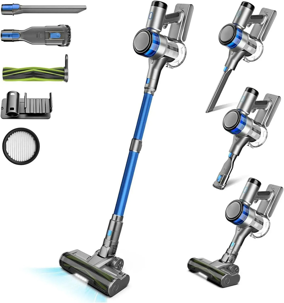 Aspirateur Balai sans Fil 400W, Puissance 45KPa, Autonomie 55Min, Brosse Anti-enchevêtrement, Batterie Amovible, Écran LED, Idéal pour Tapis et Sols Durs
