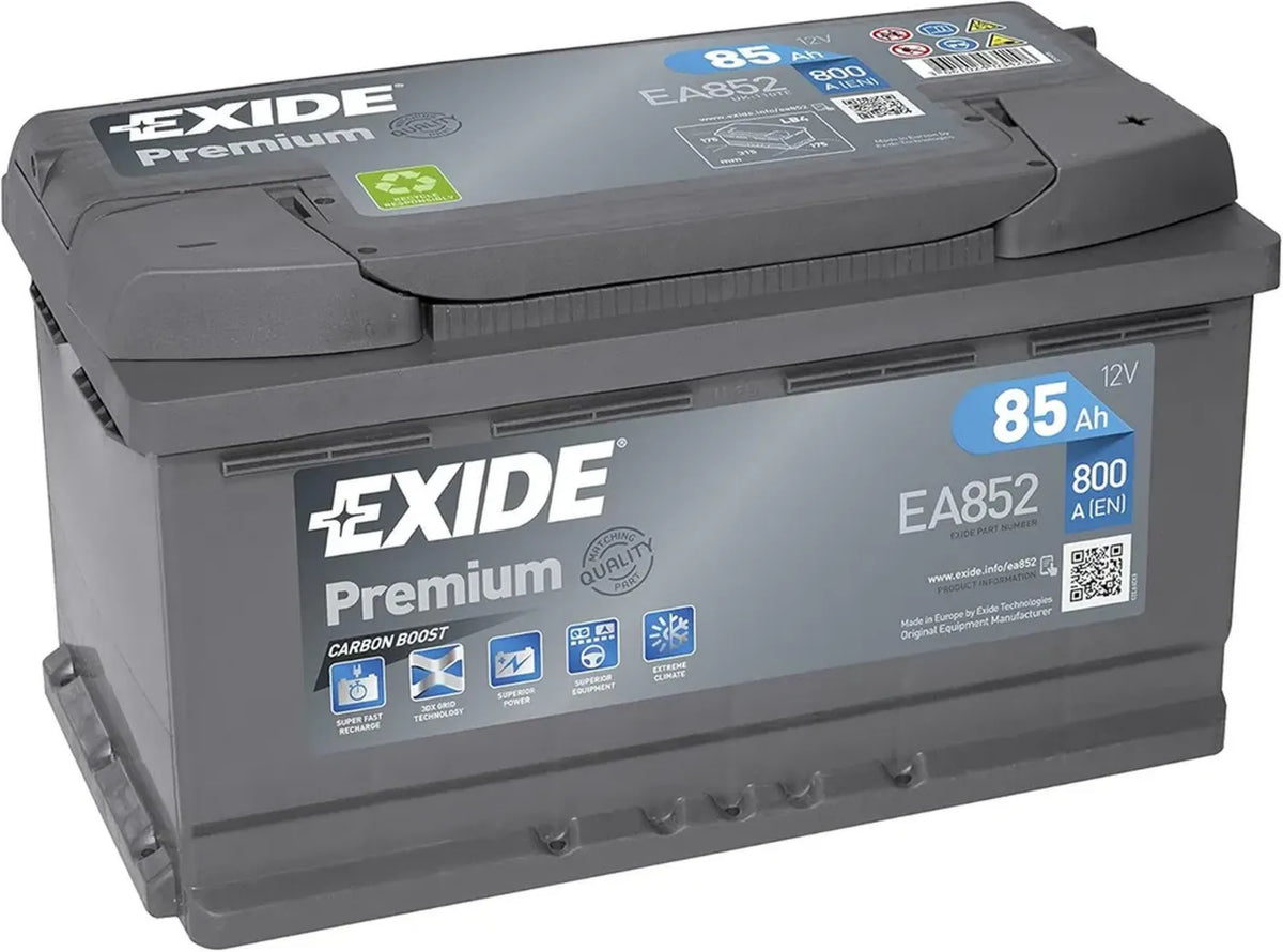 Batterie de voiture EXIDE Premium 85Ah 800A EA852