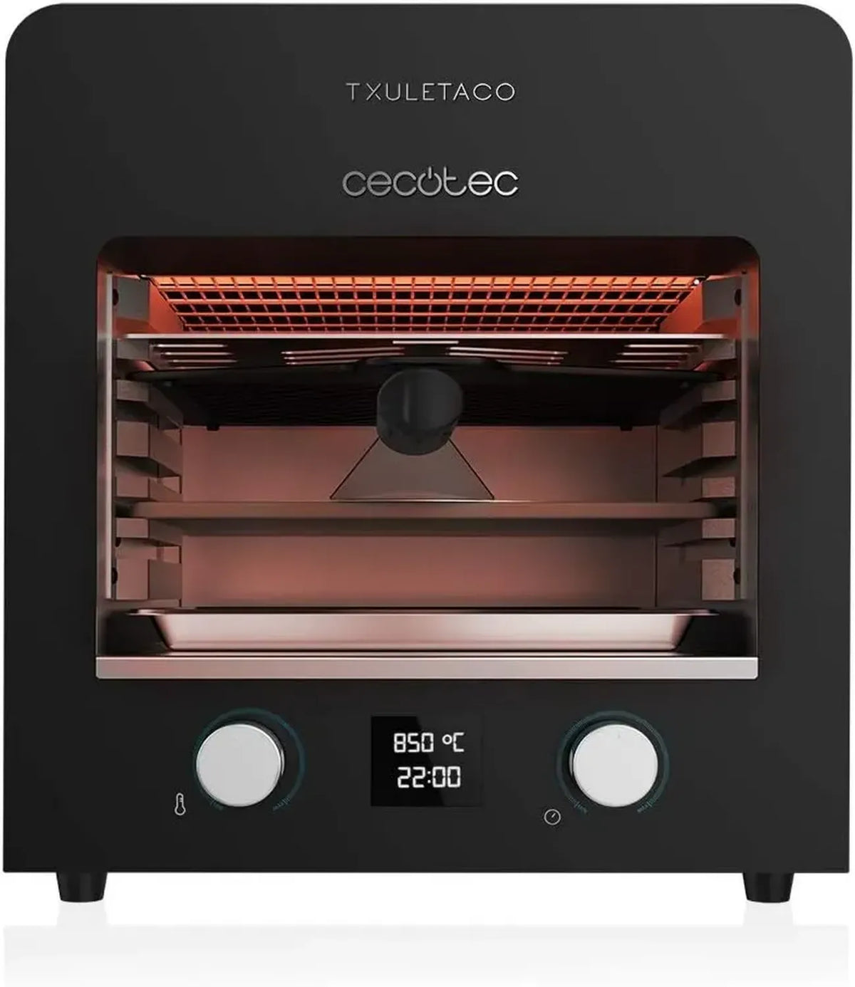 Gril Électrique Cecotec Txuletaco 8000 - 2200W, 850°C, Pierre à Pizza, Double Plateau Ramasse-graisses, Réglage Température, Thermomètre Numérique