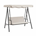 Balancelle de jardin 2 places avec auvent en acier thermolaqué noir et polyester beige 170 cm x 110 cm x 153 cm
