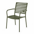 Chaise de jardin avec accoudoirs en acier thermolaqué vert olive 55 cm x 56 cm x 86 cm