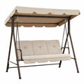 Balancelle de jardin 3 places avec auvent 170 x 110 x 153 cm acier brun foncé et polyester beige