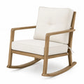 Fauteuil à bascule de jardin en bois d'acacia massif avec coussins beige 76 x 92 x 89 cm