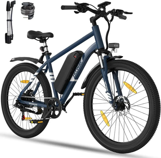 Vélo Électrique HITWAY, VTT Adulte avec Batterie Lithium Amovible, Autonomie 100km, 7 Vitesses, Moteur 250W, Pneus 27,5'/26'
