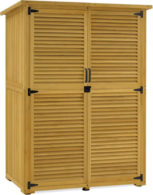 Abri de Jardin en Bois Résistant aux Intempéries pour Terrasse Extérieure, 59x127x168 cm