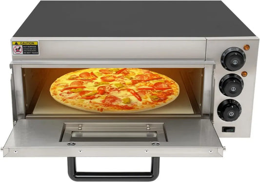 Four à pizza électrique 20L - 2000W, 350°C avec minuterie et éclairage, acier inoxydable, noir/argenté