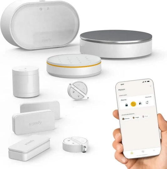 Système d'Alarme Maison Somfy WiFi avec Sirène et Badges - Compatible Alexa et Google