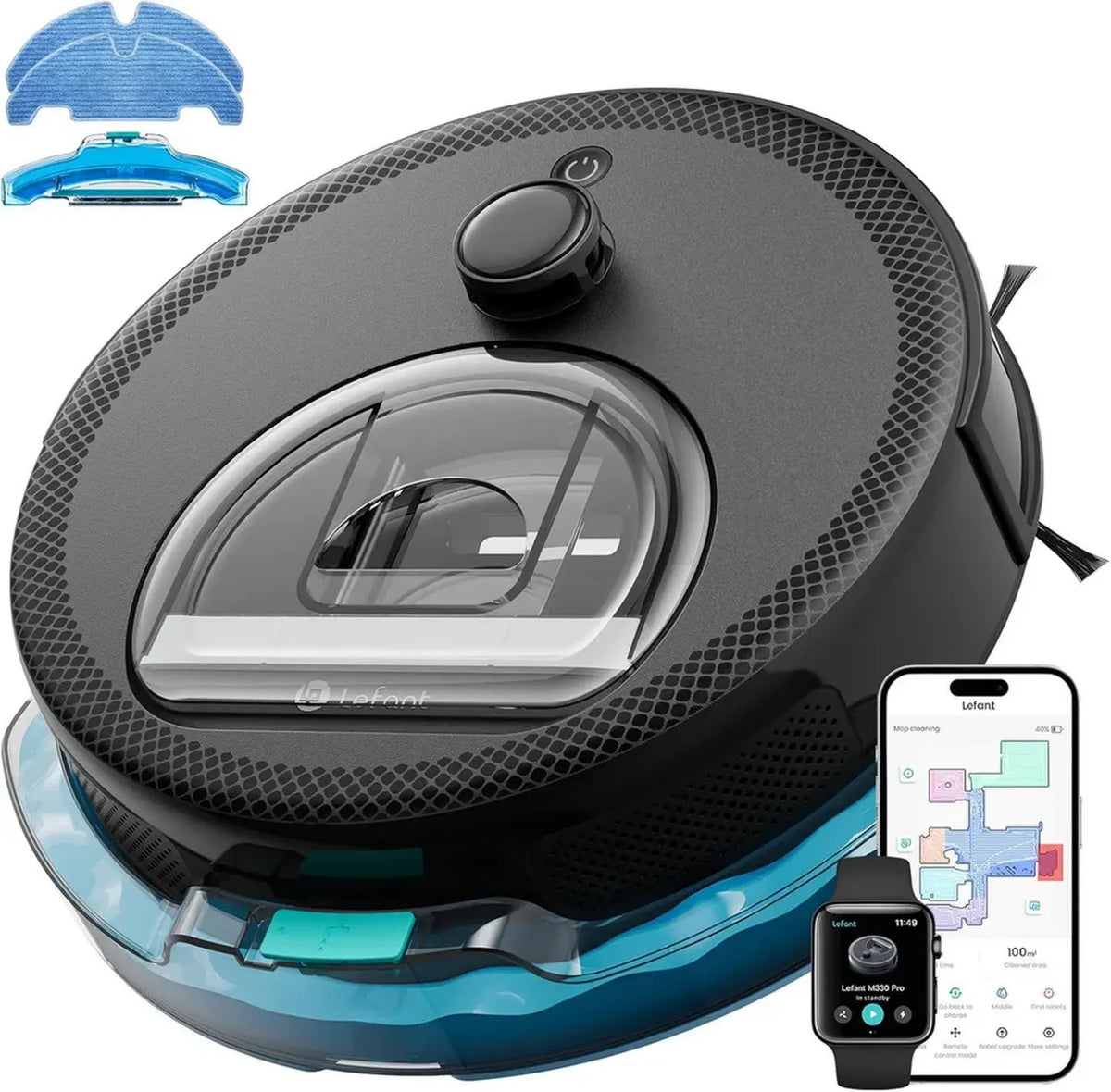 Aspirateur Robot Lefant M330 Pro 3 en 1, 5000 Pa, Navigation Avancée, Cartographie Intelligente, Zones Personnalisées, Évitement d'Obstacles, 150 Min d'Autonomie, Compatible Alexa et WiFi